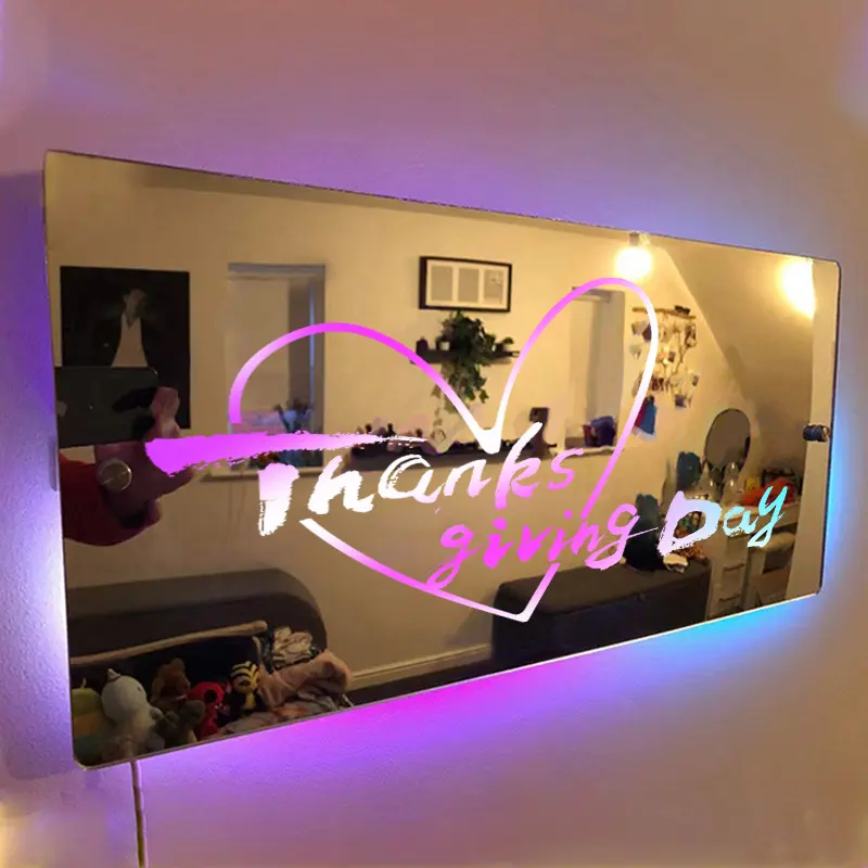 Thanksgiving-Themen Neonlicht-Spiegelherstellung exquisite individuelle Neon-Spiegel Zeichen Wanddekoration