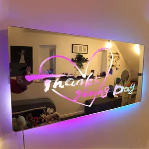 Tema del giorno del ringraziamento luce al Neon specchio produzione squisita specchio personalizzato al Neon segno decorazione da parete