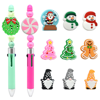 Perles en silicone motif bonhomme de neige de Noël mignonnes, très vendues, pour la fabrication de stylos et accessoires