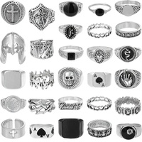 Ensemble de bagues signet en argent vintage punk gothique James Avery pour hommes, en alliage, sans pierres précieuses