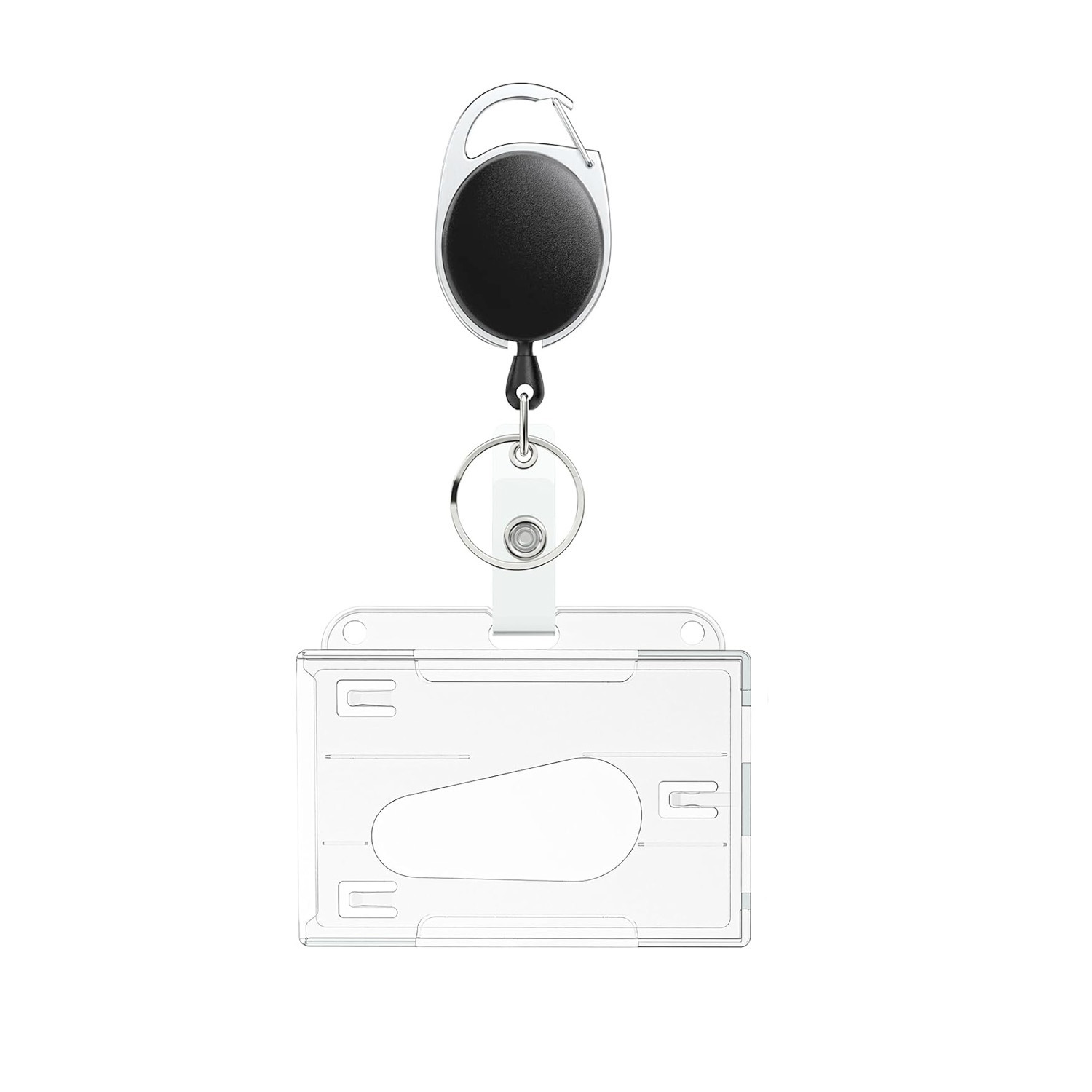 Hot Sale Easy-to-Pull Oval Egg Type PS ID Card Holder with Transparent Dual-Purpose Buckle Telescopic Feature Satin Lanyards Image 4