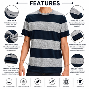 เสื้อยืดผู้ชายสั่งทำพิเศษปี 2026 สีพื้น แขนสั้น ระบายอากาศ แห้งเร็ว คอกลม ผ้าแคนวาส 100% คอตตอน เป็นมิตรกับสิ่งแวดล้อม ด้านหน้า - Product Image 5