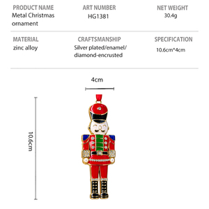 Ornement de Noël personnalisé en forme de soldat <span class=keywords><strong>casse</strong></span>-noisette 3D, style européen, décoration perlée, alliage de zinc, diamants colorés - Product Image 2