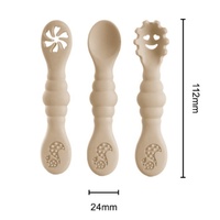 Voedselveilige siliconen kinderbestek 3-delig servies lepelset kindertraining leer eten lepel fruit puree lepel
