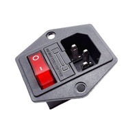 Interrupteur de prise de courant alternatif AC-01 avec lampe avec porte-fusible avec oreille 10A / 250V 10A 250VAC 3 broches Iec320 C14 prise de connecteur d'entrée