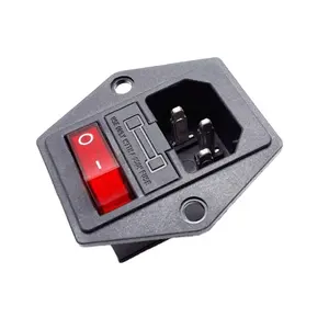<strong>AC</strong>-01 <strong>AC</strong> Power <strong>Socket</strong> <strong>Switch</strong> With Lamp With <strong>Fuse</strong> Holder With Ear 10A / 250V 10A 250VAC 3 Pin Iec320 C14 <strong>Inlet</strong> Connector <strong>Plug</strong> - Product Image 1