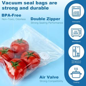 Bolsas de Vacío de Plástico PE Huamaohengchun con Válvula de Aire, 8 Piezas de 10 y 11 Pulgadas, Reutilizables, Libres de BPA, Bolsas Resistentes para Almacenamiento de Alimentos - Product Image 5