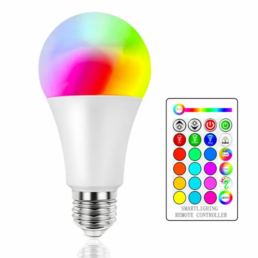 New Sale LED Remote Control Bulb E27 B22 Lamp RGB Light Control Smart Dimmable Remote LED Bulb with 24keys controller