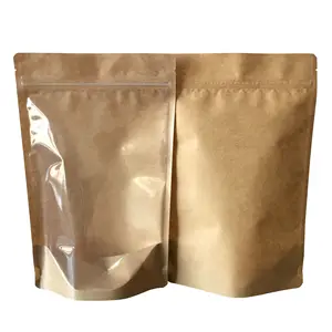 Brown Kraft Paper Pouch Reseal Eco Friendly Stand Up Bag With Zipper Doyen Bottom Food Grade Packaging Gift Paper Bags