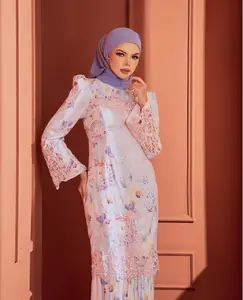 High Quality Modern Islamic Clothing Beading Jubah Abaya Design Beading Baju Kurung