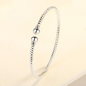 Adjustable Openwork Filigree Silver-Plated Roman Style Women's <b>BANGLE</b> with Claw Setting Trendy Fashion Jewelry Wholesale - Product Image 1