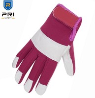 Gants de travail en cuir de porc texturé pleine fleur blanc et violet durables et personnalisables PRISAFETY, modèle 5033_CA
