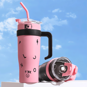 Gobelet isotherme en acier inoxydable 40 oz (1200 ml), sans BPA, à double paroi, avec double couvercle pour boissons. - Product Image 5