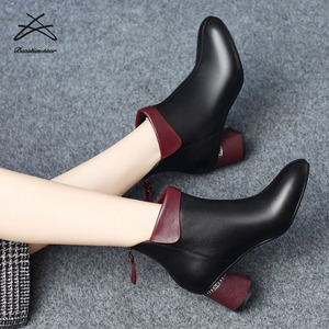 Stivali Invernali da <span class=keywords><strong>Donna</strong></span> con Tacco Alto, Scarpe da Lavoro, <span class=keywords><strong>Stivaletti</strong></span> alla Caviglia per l'Autunno - Product Image 4