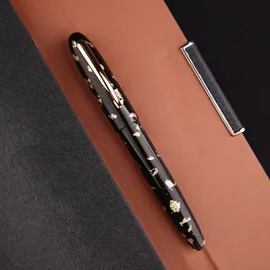 MAJOHN-M8 Luotan Bút Máy Mẹ Của Ngọc Trai Lá Vàng Nhựa Resin Quà Tặng Đẹp Đầu Lớn Bút Máy Đóng Hộp Bút Máy