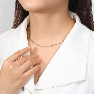 RINNTIN SC72 בסדר תכשיטי איטליה S925 שרשרת שרשרת כסף שרשרת <span class=keywords><strong>14K</strong></span> מצופה זהב 1mm גל עיצוב קולר שרשרת שרשרת - Product Image 5