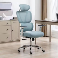 Chaises de direction ergonomiques de luxe à dossier haut en maille bleue avec support lombaire pour salle de réunion et bureau à domicile