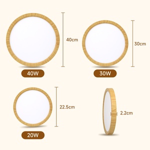 Plafonniers LED ultra-minces ronds à grain de <span class=keywords><strong>bois</strong></span> tricolore <span class=keywords><strong>avec</strong></span> code d'appel pour la maison - Product Image 3
