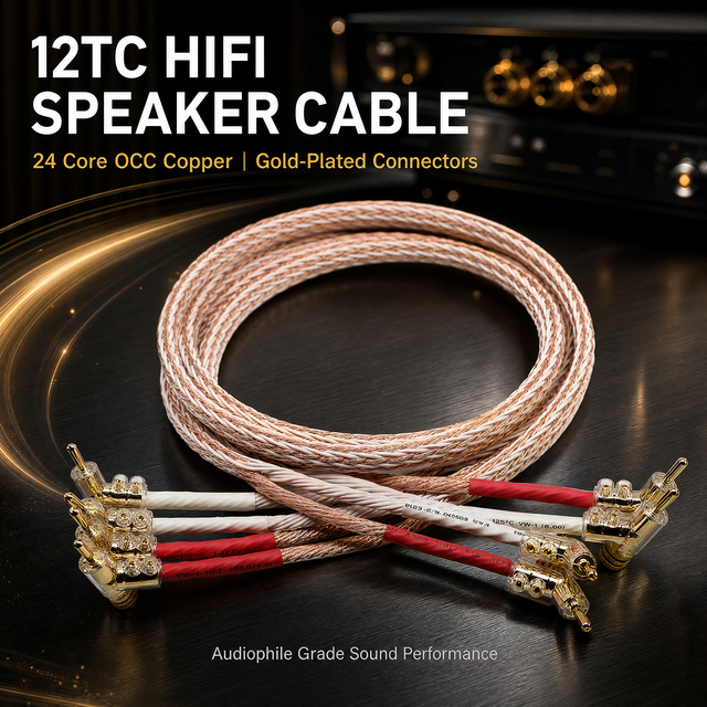 12TC Speaker Amplifier Wire YIVO XSSH OEM ODM DIY 11mm 24 Core OCC Plated Silver HIFI Audio Speaker Cable with Gun Banana Plug