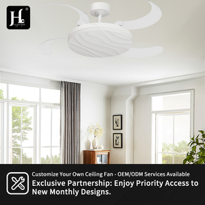 Y363 white retractable LED fan <b>light</b> 42 inch <b>ceiling</b> fan with <b>light</b> and <b>remote</b> <b>control</b> invisible indoor LED fan <b>light</b> - Product Image 5