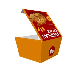 Stampa su misura pieghevole pollo fritto patatine fritte pollo, pepite Popcorn pollo imballaggio usa e getta scatola di cibo in carta Kraft/
