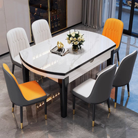 Ensemble Table à Manger Moderne en Marbre Rond 6 Places pour Restaurant
