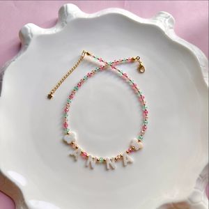Collana con nome alfabeto madreperla con perline colorate collana regalo per bambine - Product Image 4