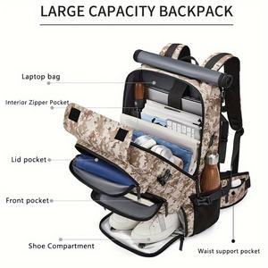 Sac à dos tactique de voyage Artex avec compartiment à chaussures, sac à dos tactique avec port USB, sac à dos de randonnée imperméable - Product Image 6