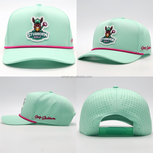 Groothandel Ademend Laser Gepersteerd 5-Panel Golfpet Waterdichte Polyester Custom Rubber PVC Patch Logo voor Golfsport Gorras - Product Image 2