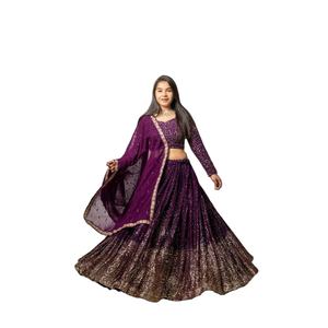 Nouveau Design Tendance Faux Georgette Designer Séquence Lehenga Choli pour Fête de Mariage en Plein Air au Prix d'Exportation - Product Image 1