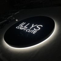 Panneau publicitaire avec logo de restaurant rétro-éclairé personnalisé Boîte à lumière LED Cercle mural Panneaux de magasin arrondis extérieurs à un côté