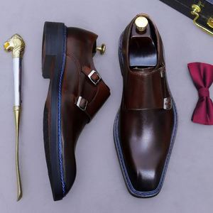 Top Luxury Designer New Hot Selling Business Formal <b>Square</b> Toe Lace-Up Breathable Lightweight Men's Leather Shoes - Product Image 4