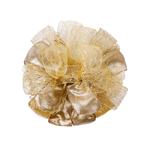 Ruban en polyester écologique double face doré, bobine, nœud pour sapin de Noël, nœuds volumineux - Product Image 2