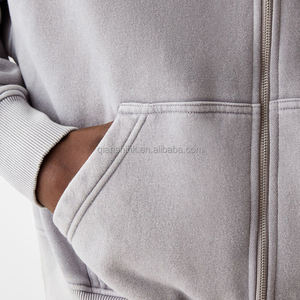 Y2k 500 Gsm 100% coton Streetwear personnalisé fabricants de sweats à capuche à fermeture éclair polaire surdimensionné lavage à l'acide lourd sweats à capuche zippés - Product Image 6