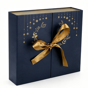 Custom Navy Blue Advent <b>Calendar</b> Box with Double Door Rigid Cardboard Christmas Blind Box Mystery Packaging Gift Wholesale - Product Image 1