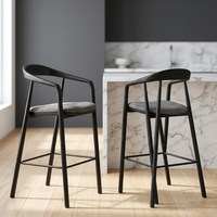 Chaise de bar commerciale moderne en métal avec siège rembourré, accoudoirs fixes, tabouret de comptoir stable pour café, restaurant, hôtel, cuisine, maison