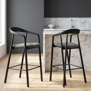 Modern Commercial Metal Bar Chair Upholstered <b>Seat</b> Fixed Armrest Counter Height <b>Stool</b> Steady Cafe Restaurant Hotel Kitchen Home - Product Image 2