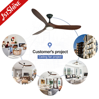 Ventilateur de plafond intelligent 1stshine en bois massif pour restaurant, maison connectée, haute efficacité, décoratif, ultra silencieux, robuste et écologique avec éclairage