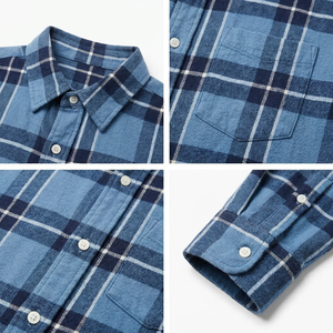 Camisa de Franela a Cuadros de Diseño para Hombre, 100% Algodón, Manga Larga, Ropa de Trabajo Vintage de Alta Calidad, Fabricante OEM con Logotipo Personalizado XUCHANG - Product Image 4