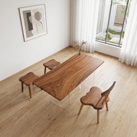 Hochwertiger Designer-Esstisch aus Massivholz Walnuss mit Acryl-Tischbein Maßgefertigtes Bein für Wohnzimmer Esszimmer Hotel