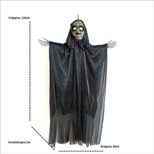 Décoration d'Halloween Fantôme Suspendu Lumineux Robe Grise Adulte Effets Sonores Fonctionnant sur Piles AAA Décoration Effrayante pour Maison Hantée Intérieur - Product Image 6