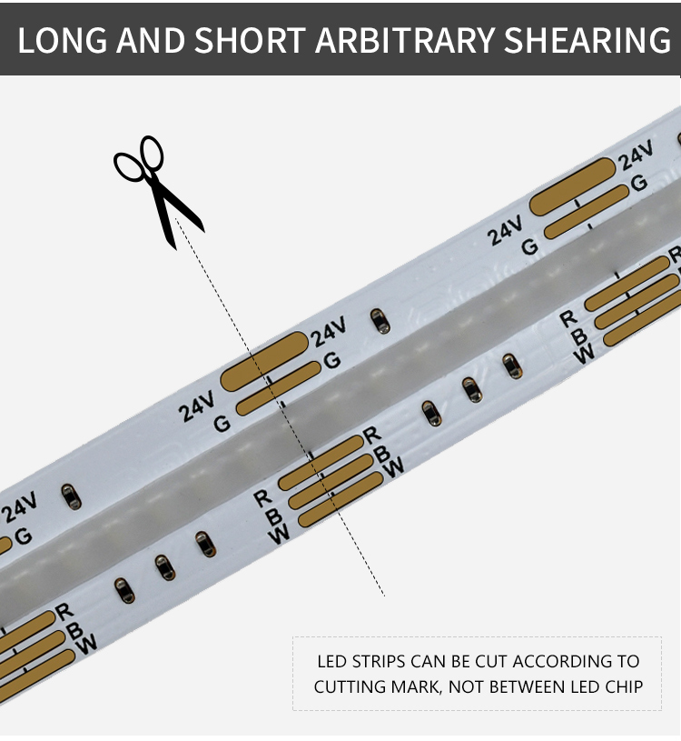 FCOB COB Flexible High Density RGBW LED Strip 20W/m DC24V White 6000K Dimmable LED Strip For Bedroom