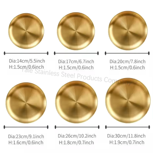 Service de Table en Acier Inoxydable Doré, Assiettes Rondes de 8, 9, 10, 12 Pouces - Product Image 2