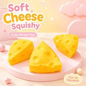 Ensemble anti-stress en forme de fromage |   Jouet à presser multi-formes à récupération lente |   Décoration de bureau sur le thème alimentaire pour la relaxation, vente en gros - Product Image 1