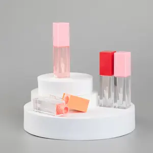 Tubos de plástico PETG vazios de luxo por atacado para brilho labial embalagem personalizada para uso cosmético protetor labial e batom