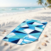 Serviette de plage en microfibre à séchage rapide, écologique, imprimé géométrique rectangulaire, logo personnalisé, légère, sans sable, pour piscine et voyage