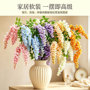 Guirlandes de fleurs artificielles dorées en forme de glycine pour décoration de plafond de mariage et aménagement intérieur - Collection Château des Rêves - Product Image 4