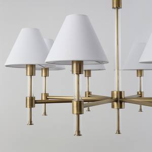 Lámpara de araña de latón de 6 luces, estilo americano de lujo, para sala de estar, comedor, villa, con pantalla de seda, E14 LED, venta al por mayor de fábrica, transfronteriza, Leeds Chandelier - Product Image 3