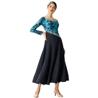 M-19389 Impression et couleur noire design assorti norme nationale moderne danse robe de danse sociale valse robe