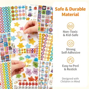 Pegatinas de Incentivo para Niños, Diseño de Dibujos Animados, Animales y Estrellas, Paquete de Pegatinas con Aroma a Perfume, Tamaño y Color Personalizables, Impresión CMYK Resistente al Agua - Product Image 5